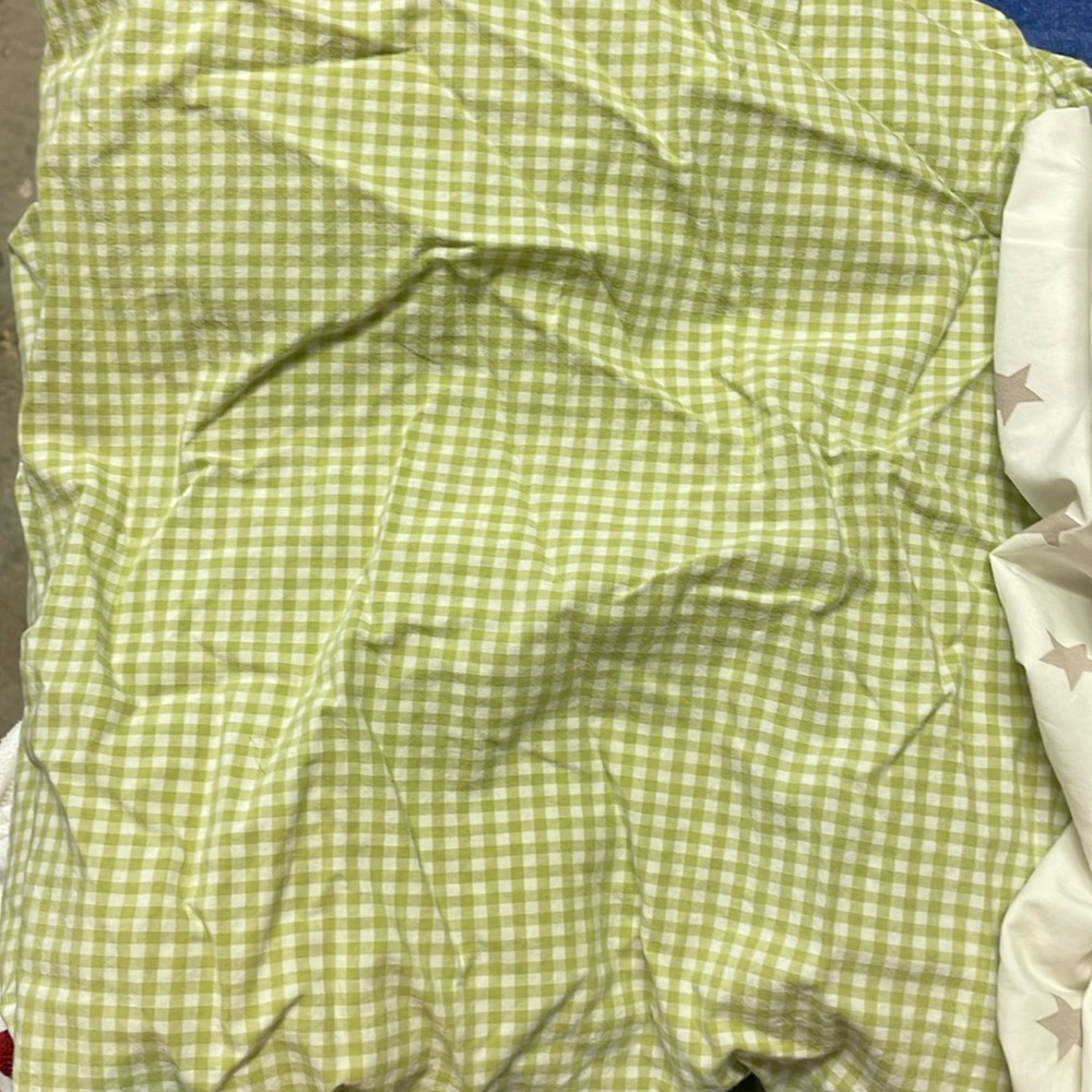 Pottery Barn Kids green gingham crib sheets. Set of 2